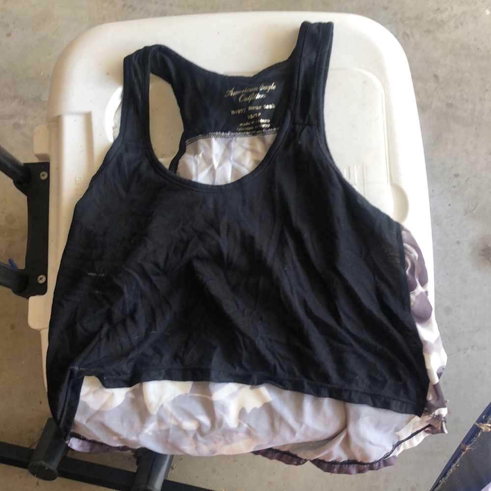 Black & Floral Crop Tank